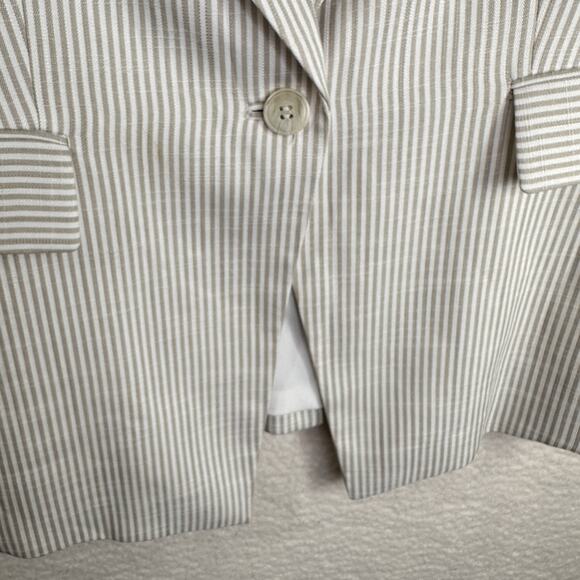 Preston & York Blazer Womens‎ 12 Beige White Striped Single Button Career Jacket - Picture 4 of 13